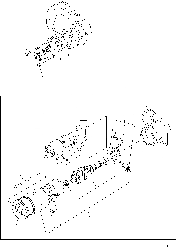 Схема запчастей Komatsu K15-1AD-WM - СТАРТЕР (WET МУФТА) ДВИГАТЕЛЬ