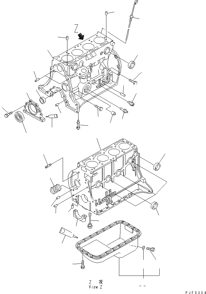 Схема запчастей Komatsu K21-1X3-TO - БЛОК ЦИЛИНДРОВ И МАСЛЯНЫЙ ПОДДОН (ECU СПЕЦ-Я.) ДВИГАТЕЛЬ