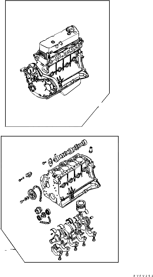 Схема запчастей Komatsu K21-181-B - BARE И КОРОТК. ДВИГАТЕЛЬ ДВИГАТЕЛЬ