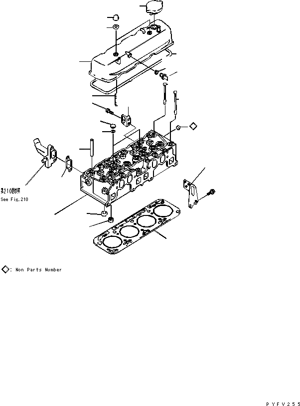 Схема запчастей Komatsu K21-181-B - ГОЛОВКА ЦИЛИНДРОВ И КОРОМЫСЛО COVER ДВИГАТЕЛЬ