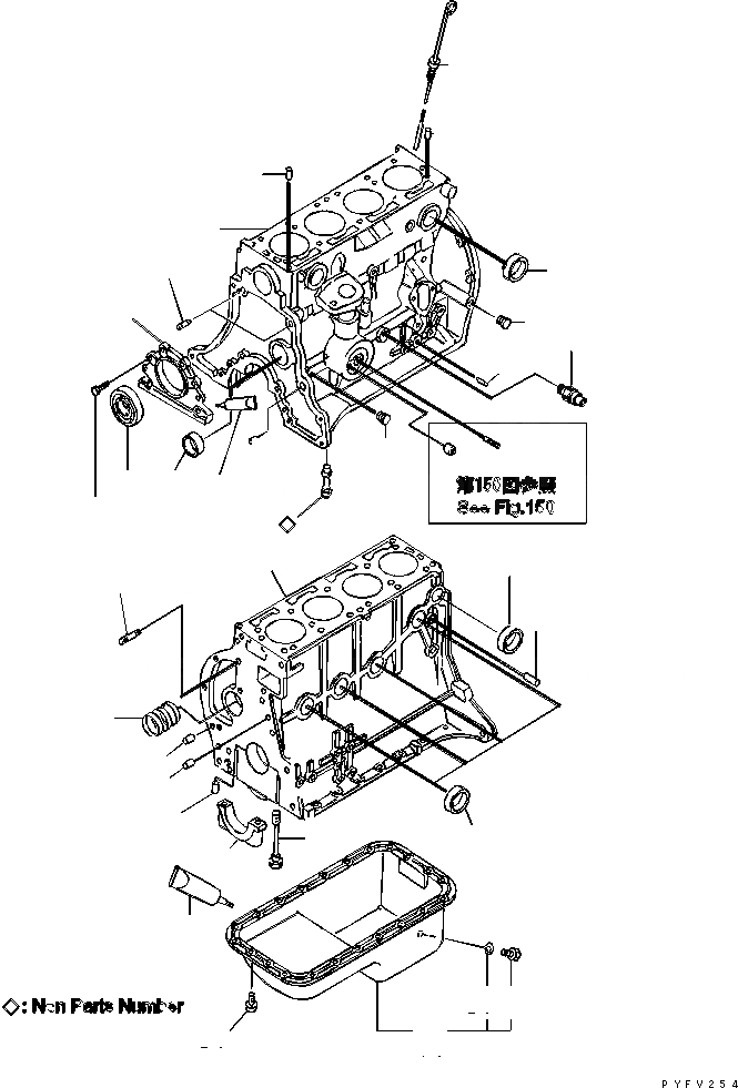 Схема запчастей Komatsu K21-187-A - БЛОК ЦИЛИНДРОВ И МАСЛЯНЫЙ ПОДДОН ДВИГАТЕЛЬ