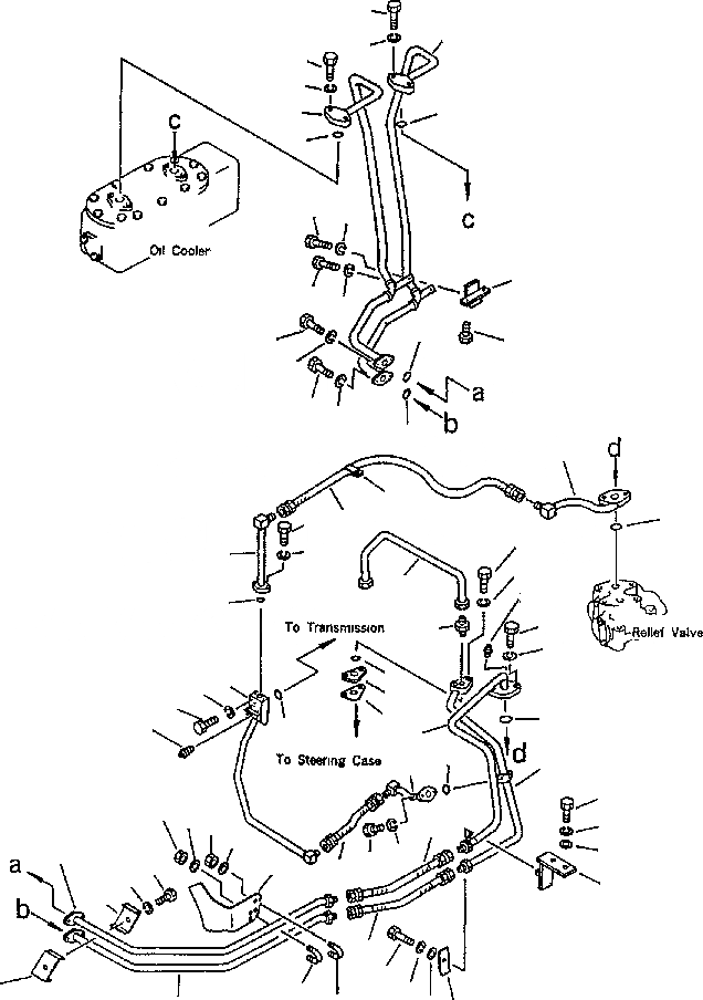 Схема запчастей Komatsu D70-LE - РУЛЕВ. УПРАВЛЕНИЕ ЛИНИИ МАСЛООХЛАДИТЕЛЯ СИСТЕМА УПРАВЛЕНИЯ