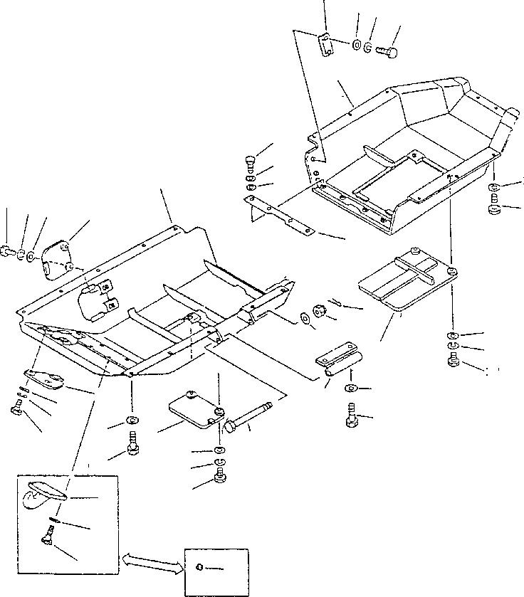 Схема запчастей Komatsu D70-LE - НИЖН. ЗАЩИТА ЧАСТИ КОРПУСА