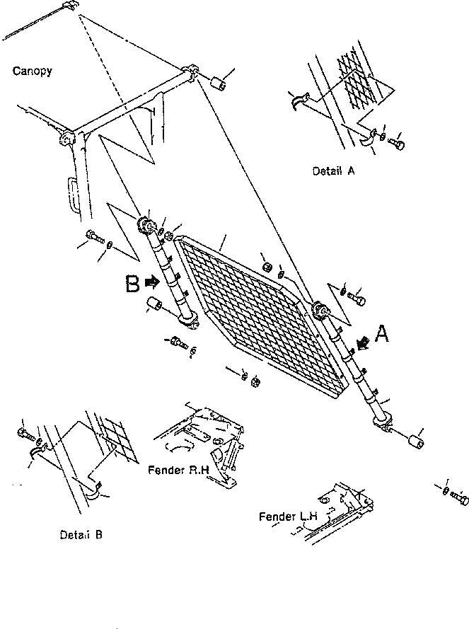 Схема запчастей Komatsu D85E-SS-2 - SWEEP (ЗАДН. ЧАСТИ КОРПУСА И NET) КАБИНА ОПЕРАТОРА И СИСТЕМА УПРАВЛЕНИЯ