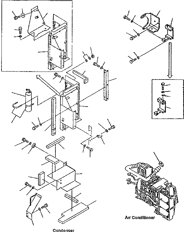 Схема запчастей Komatsu PC300-6 - КОНДИЦ. ВОЗДУХА (БЛОК)(КОНДЕНСАТОР И КОМПРЕССОР LESS) КАБИНА ОПЕРАТОРА И СИСТЕМА УПРАВЛЕНИЯ