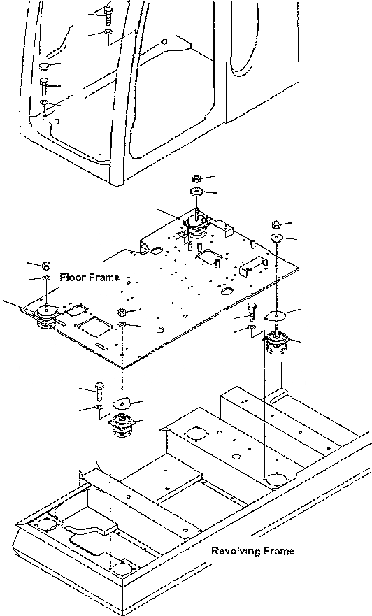 Схема запчастей Komatsu PC300-6 - КРЕПЛЕНИЕ ПОЛА(SN:J9-) КАБИНА ОПЕРАТОРА И СИСТЕМА УПРАВЛЕНИЯ