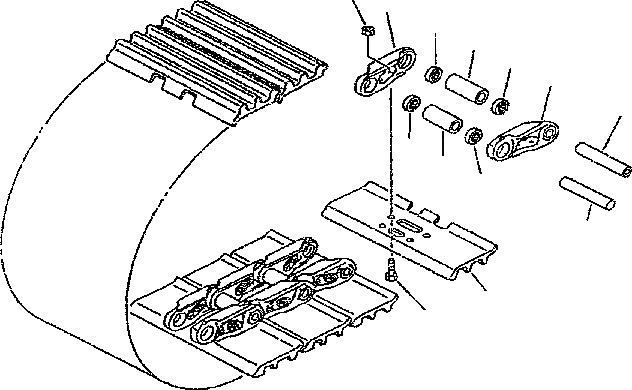 Схема запчастей Komatsu PC300-6 - ГУСЕНИЦЫ (ТРОЙНОЙ ГРУНТОЗАЦЕП. С ОТВЕРСТИЯМИ)(MM ШИР.) ХОДОВАЯ