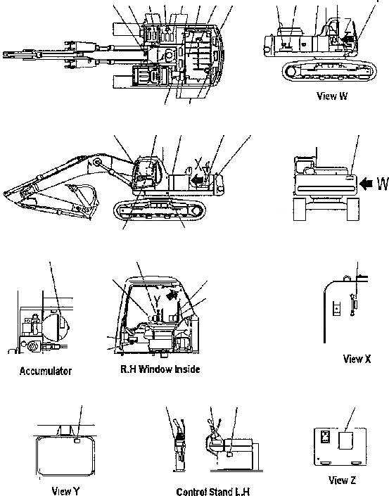 Схема запчастей Komatsu PC300-6 - ТАБЛИЧКИ (АНГЛ.)(SN:J-J9) МАРКИРОВКА