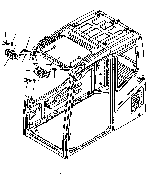 Схема запчастей Komatsu PC300-7 - ДОПОЛН. РАБОЧ. ОСВЕЩЕНИЕ E ЭЛЕКТРИКА