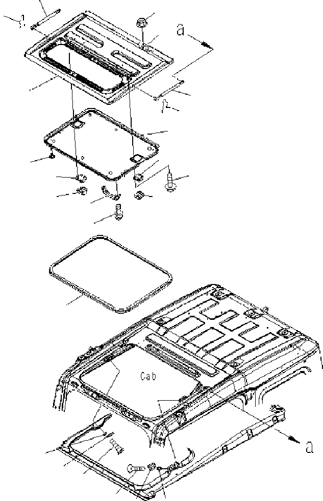 Схема запчастей Komatsu PC300-7 - КАБИНА (ОКНО В КРЫШЕ) K КАБИНА ОПЕРАТОРА И СИСТЕМА УПРАВЛЕНИЯ
