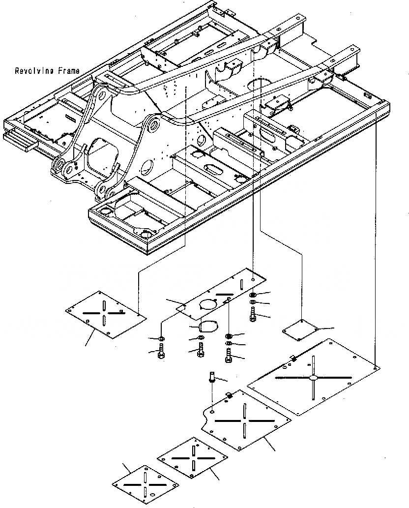 Схема запчастей Komatsu PC300-7 - НИЖН. КРЫШКА ОСНОВНАЯ РАМА M ЧАСТИ КОРПУСА