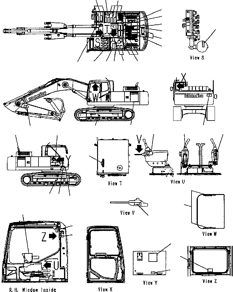 Схема запчастей Komatsu PC300-7 - ТАБЛИЧКИ (АНГЛ.) (ОПЦИОНН.) U МАРКИРОВКА