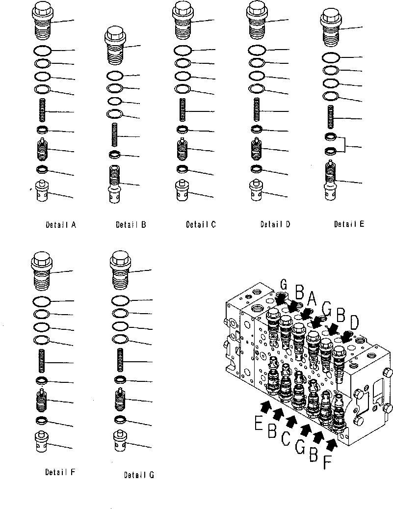 Схема запчастей Komatsu PC300-7 - ОСНОВН. КЛАПАН (-АКТУАТОР) (/) Y РЕМ. КОМПЛЕКТЫ И COMPONENT