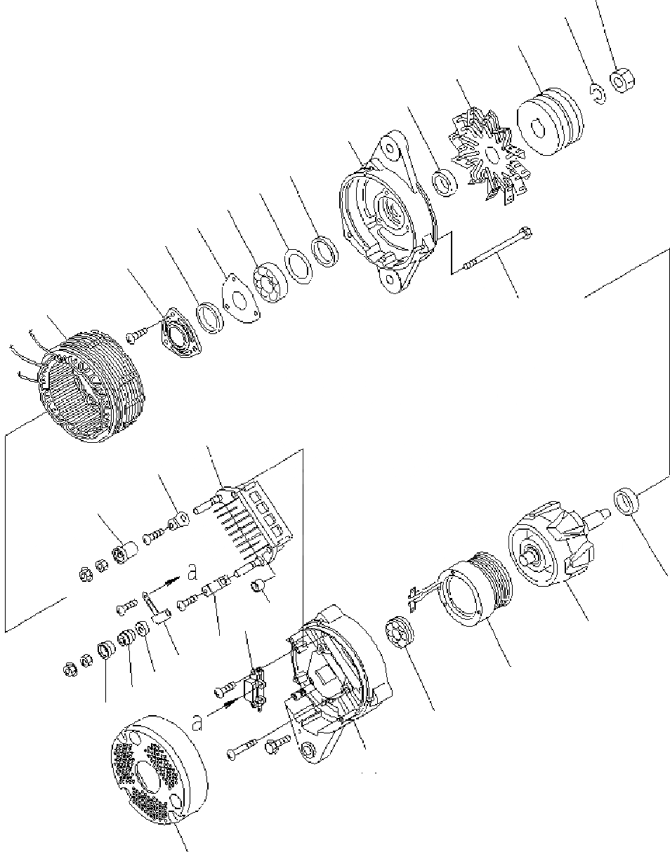 Схема запчастей Komatsu PC400-7 - ГЕНЕРАТОР (A)(ВНУТР. ЧАСТИS) AA ДВИГАТЕЛЬ [SAADE- заводской номер -UP]