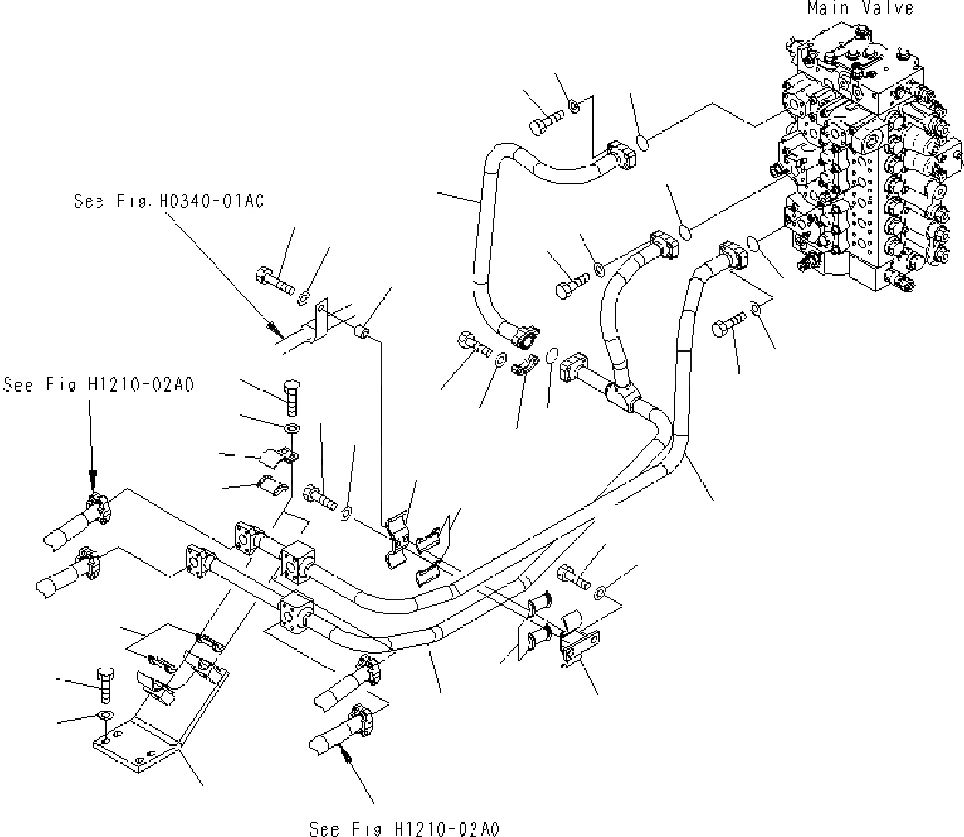 Схема запчастей Komatsu PC400-7 - ГИДРОЛИНИЯ СТРЕЛЫ (/) H ГИДРАВЛИКА