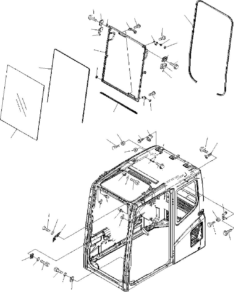 Схема запчастей Komatsu PC400-7 - ОСНОВН. КОНСТРУКЦИЯ (КАБИНА) (ПЕРЕДН. ОКНА) K КАБИНА ОПЕРАТОРА И СИСТЕМА УПРАВЛЕНИЯ