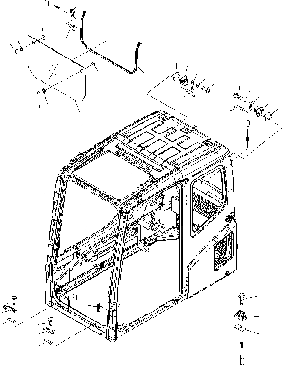 Схема запчастей Komatsu PC400-7 - ОСНОВН. КОНСТРУКЦИЯ (КАБИНА) (ПЕРЕДН. НИЖН. ОКНА) K КАБИНА ОПЕРАТОРА И СИСТЕМА УПРАВЛЕНИЯ