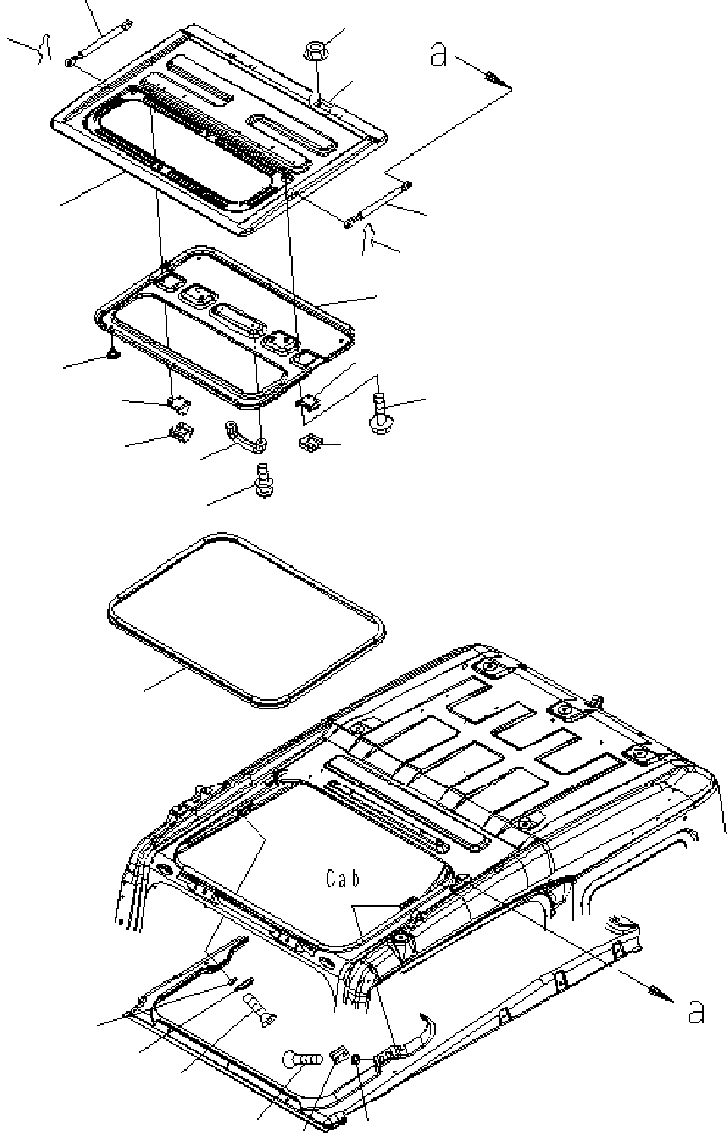 Схема запчастей Komatsu PC400-7 - ОСНОВН. КОНСТРУКЦИЯ (КАБИНА) (ОКНО В КРЫШЕ) K КАБИНА ОПЕРАТОРА И СИСТЕМА УПРАВЛЕНИЯ