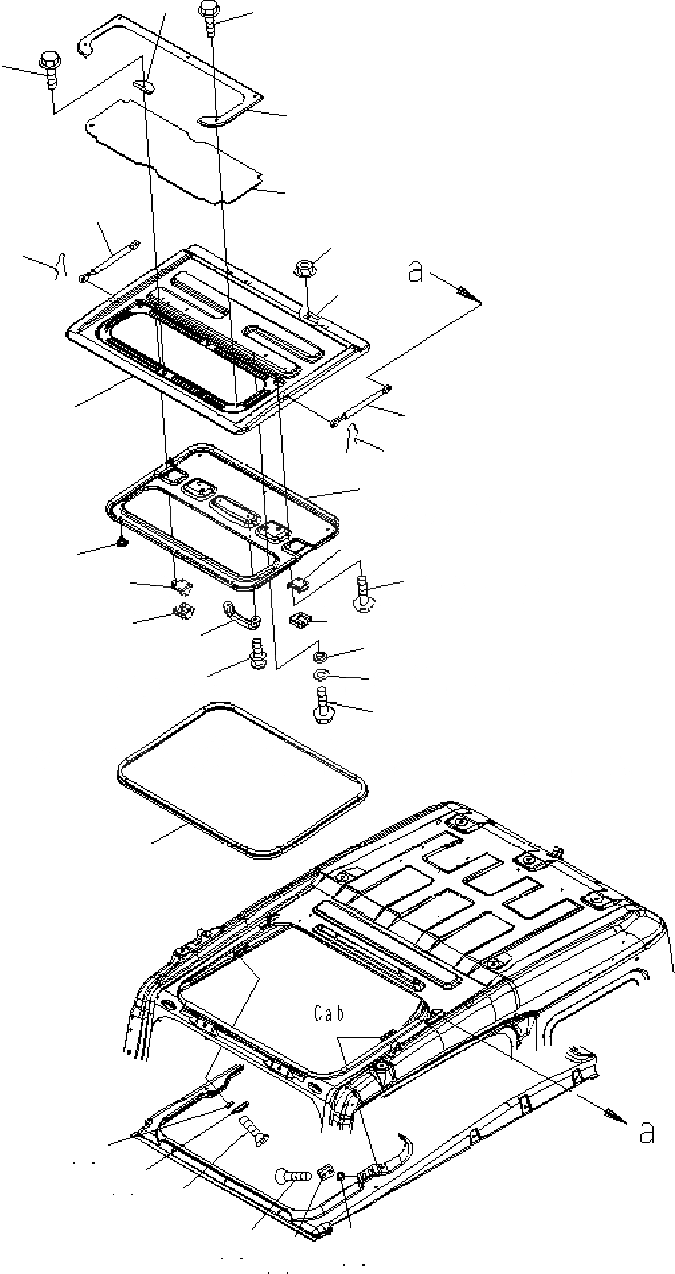 Схема запчастей Komatsu PC400-7 - ОСНОВН. КОНСТРУКЦИЯ (КАБИНА) (ОКНО В КРЫШЕ) K КАБИНА ОПЕРАТОРА И СИСТЕМА УПРАВЛЕНИЯ