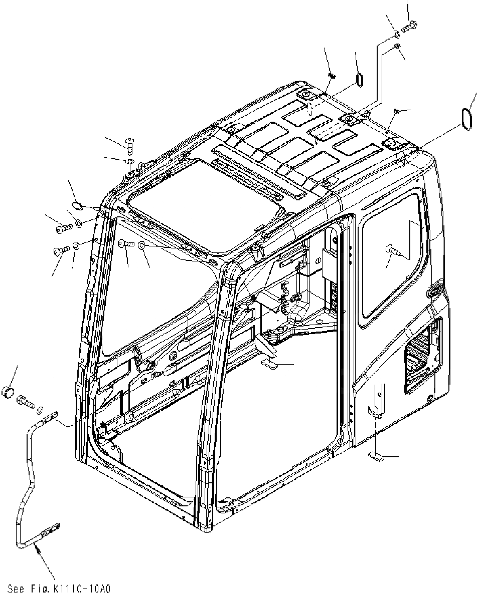 Схема запчастей Komatsu PC400-7 - ОСНОВН. КОНСТРУКЦИЯ (КАБИНА) (ЗАГЛУШКА БОЛТ) K КАБИНА ОПЕРАТОРА И СИСТЕМА УПРАВЛЕНИЯ