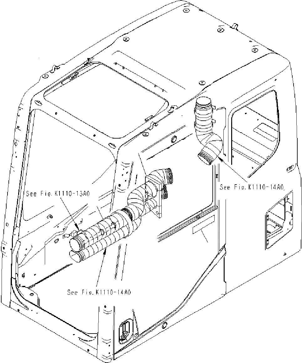 Схема запчастей Komatsu PC400-7 - ОСНОВН. КОНСТРУКЦИЯ (КАБИНА) (КРЕПЛЕНИЕ И ПЛАСТИНЫ) K КАБИНА ОПЕРАТОРА И СИСТЕМА УПРАВЛЕНИЯ