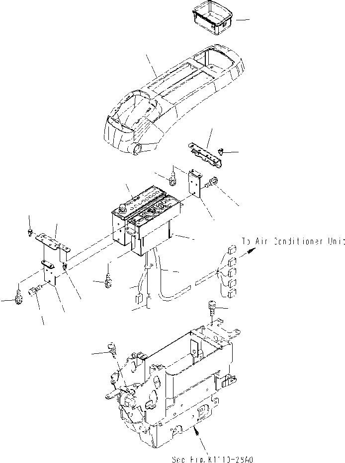 Схема запчастей Komatsu PC400-7 - ОСНОВН. КОНСТРУКЦИЯ (КАБИНА) (КОНСОЛЬ) (ВЕРХН.) (С КОНДИЦИОНЕРОМ И РАДИО) (LH) K КАБИНА ОПЕРАТОРА И СИСТЕМА УПРАВЛЕНИЯ