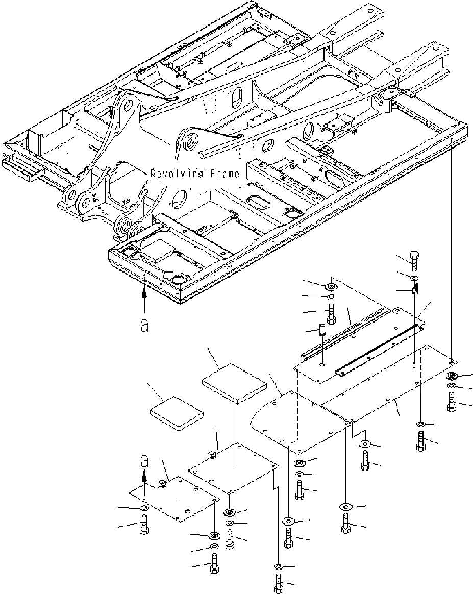 Схема запчастей Komatsu PC400-7 - НИЖН. КРЫШКА (УСИЛ.) (ОСНОВНАЯ РАМА) (LH) M ЧАСТИ КОРПУСА