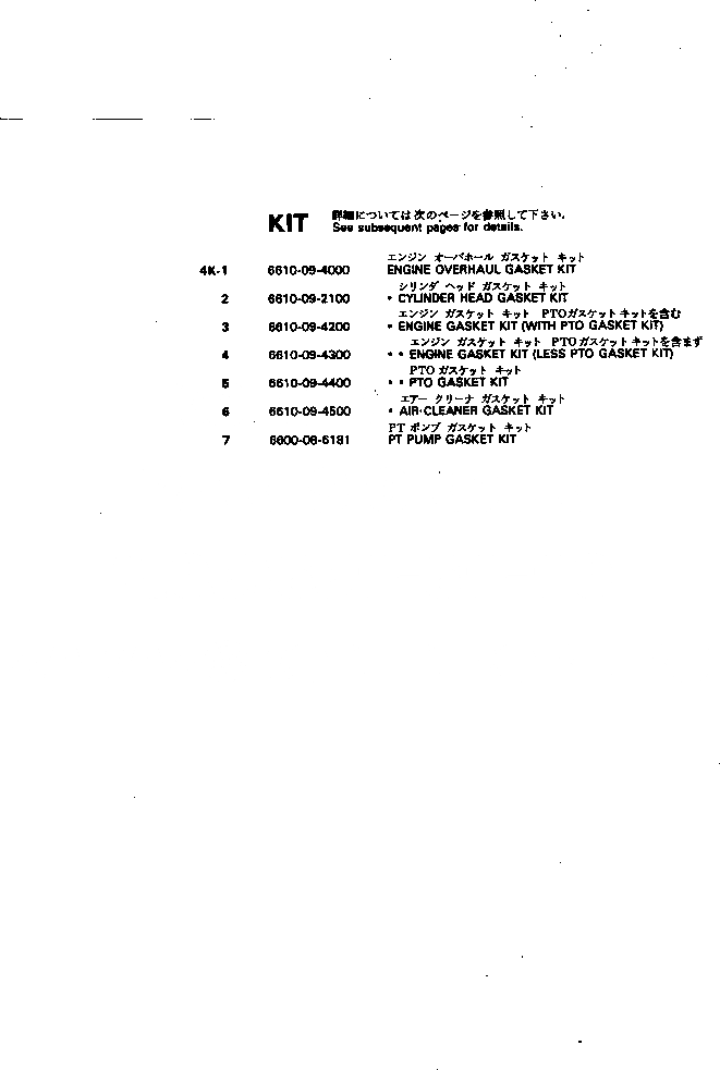 Схема запчастей Komatsu NH-220-CI-1K - КОМПЛЕКТ ПРОКЛАДОК ИНСТРУМЕНТ И РЕМКОМПЛЕКТЫ