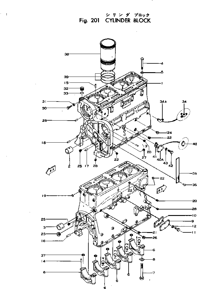 Схема запчастей Komatsu NHC-4-CI-1S - БЛОК ЦИЛИНДРОВ БЛОК ЦИЛИНДРОВ