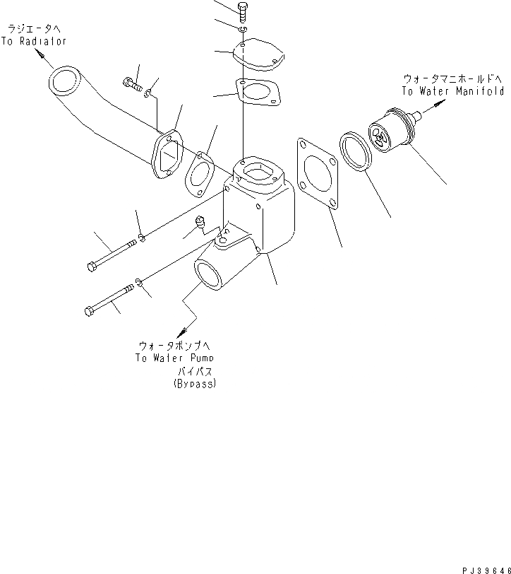 Схема запчастей Komatsu NT-855-1D - ТЕРМОСТАТ ГОЛОВКА ЦИЛИНДРОВ