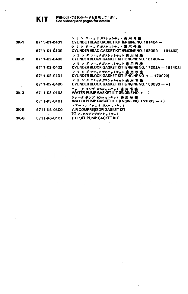 Схема запчастей Komatsu NT-855-1E - КОМПЛЕКТ ПРОКЛАДОК ИНСТРУМЕНТ И РЕМКОМПЛЕКТЫ