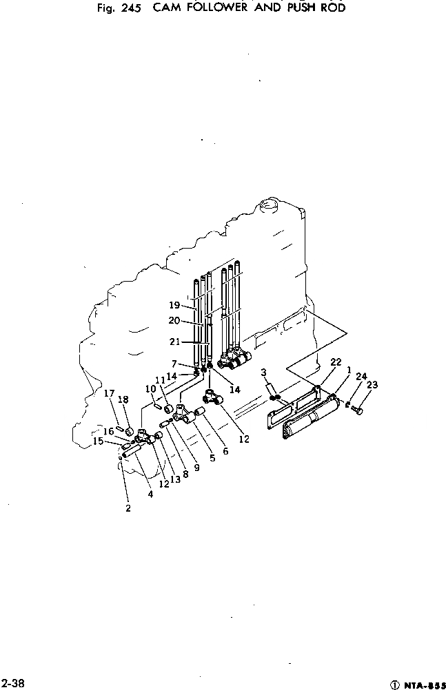 Схема запчастей Komatsu NTA-855-1A - ТОЛКАТЕЛЬ КЛАПАНА И PUSH ROD БЛОК ЦИЛИНДРОВ