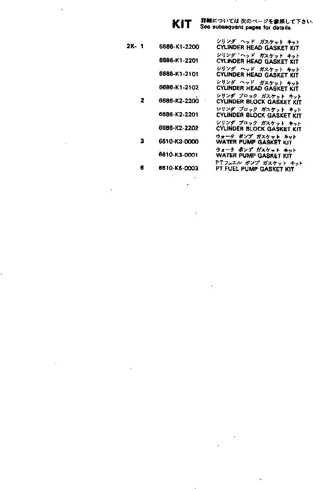Схема запчастей Komatsu NTO-6-CI-1D - КОМПЛЕКТ ПРОКЛАДОК (ДЛЯ ЯПОН.) ИНСТРУМЕНТ И РЕМКОМПЛЕКТЫ