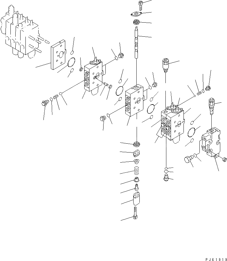 Схема запчастей Komatsu PC02-1 - 8-СЕКЦИОНН. УПРАВЛЯЮЩ. КЛАПАН (/)(№8-) УПРАВЛ-Е РАБОЧИМ ОБОРУДОВАНИЕМ