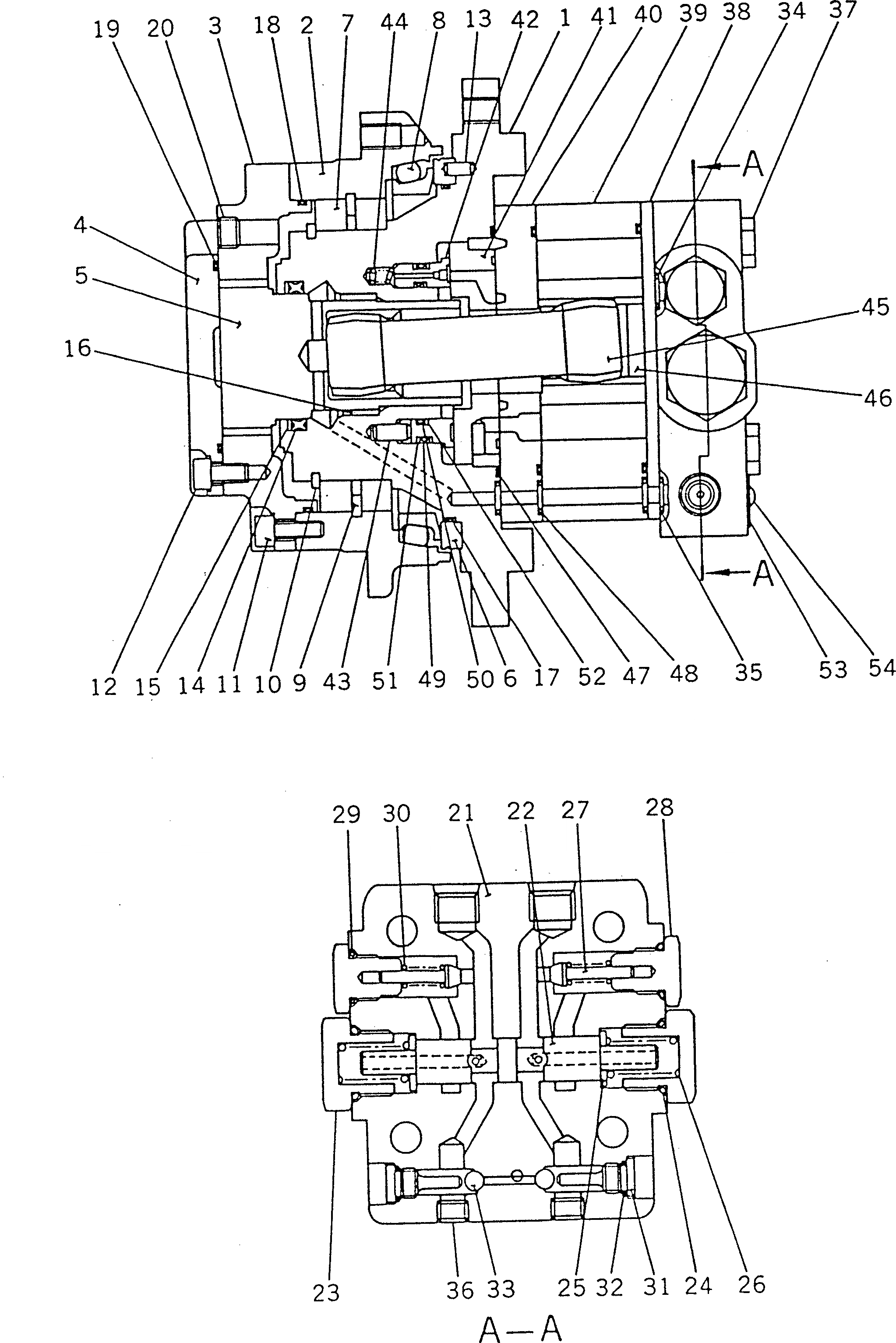 Схема запчастей Komatsu PC02-1 - МОТОР ХОДА УПРАВЛ-Е РАБОЧИМ ОБОРУДОВАНИЕМ