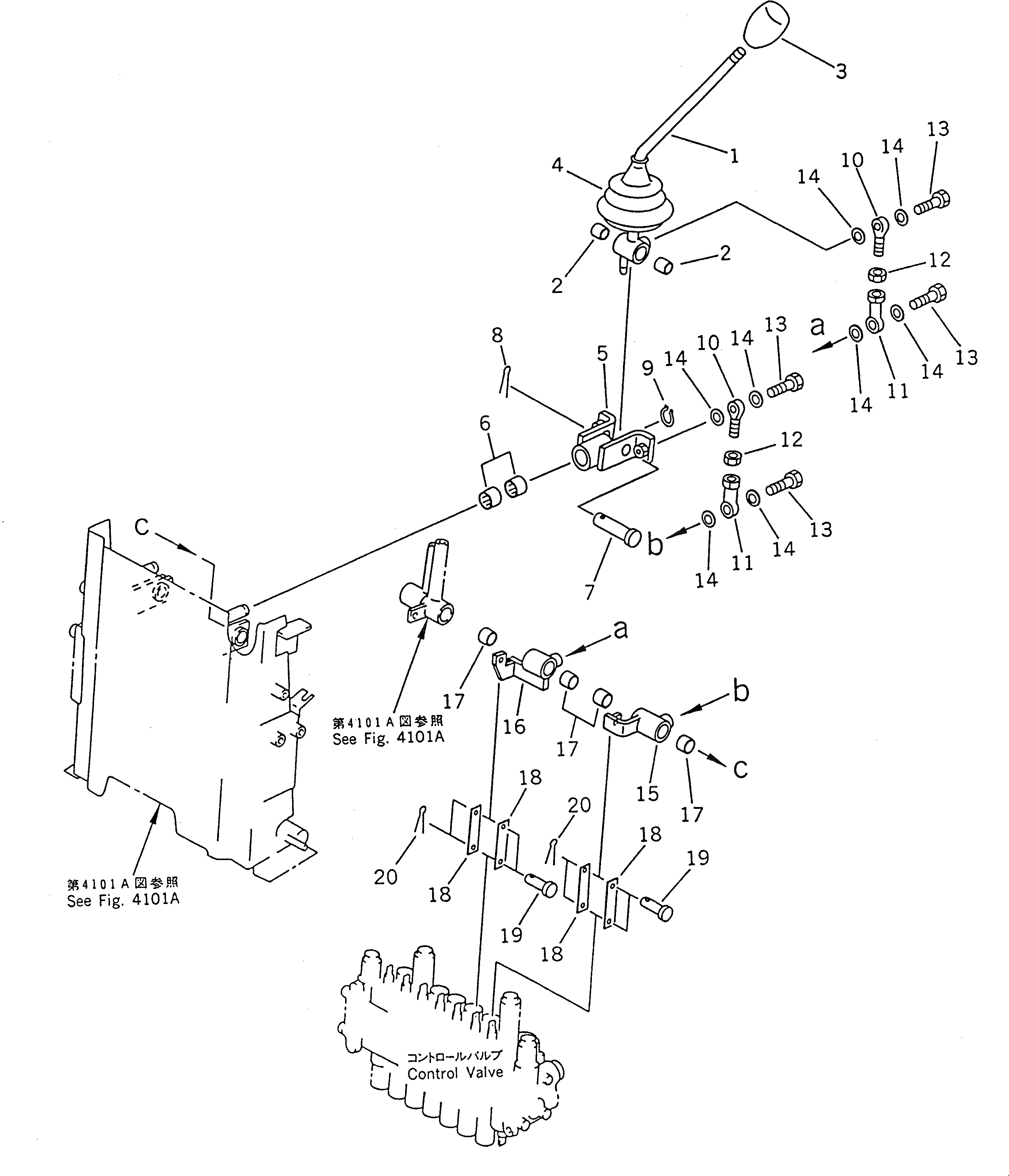 Схема запчастей Komatsu PC02-1A - ПОВОРОТН. И РУКОЯТЬ РЫЧАГ УПРАВЛ-Я (JIS PATTERN)(№8-) СИСТЕМА УПРАВЛЕНИЯ И ОСНОВНАЯ РАМА