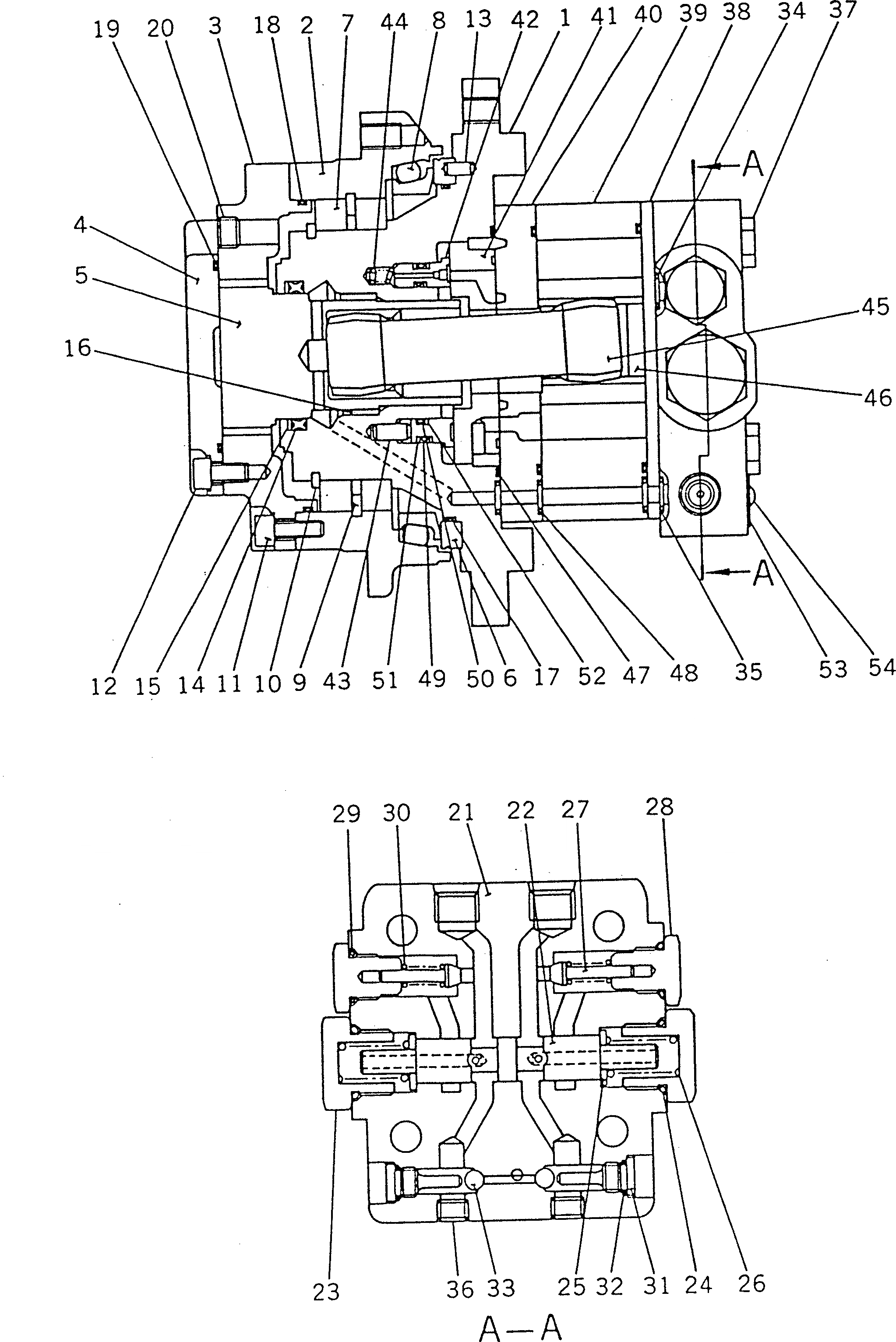 Схема запчастей Komatsu PC02-1A - МОТОР ХОДА УПРАВЛ-Е РАБОЧИМ ОБОРУДОВАНИЕМ