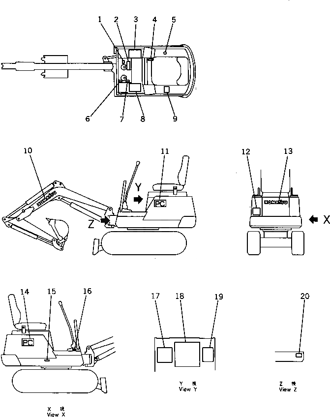 Схема запчастей Komatsu PC03-1 - МАРКИРОВКА (JIS PATTERN) (ЯПОН.)(№97-) МАРКИРОВКА¤ ИНСТРУМЕНТ И РЕМКОМПЛЕКТЫ