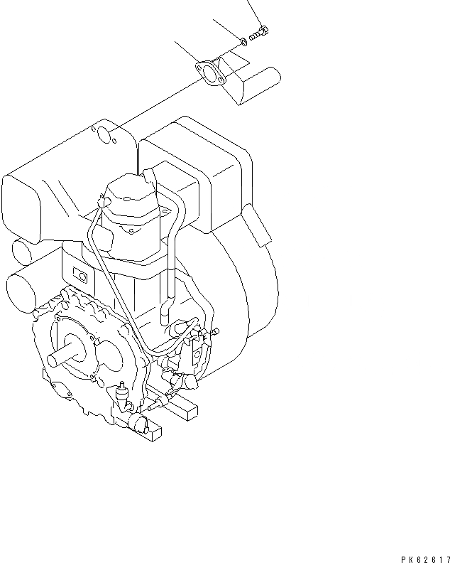 Схема запчастей Komatsu PC03-2 - КОМПОНЕНТЫ ДВИГАТЕЛЯ (ВЫХЛОПНАЯ ТРУБА) КОМПОНЕНТЫ ДВИГАТЕЛЯ