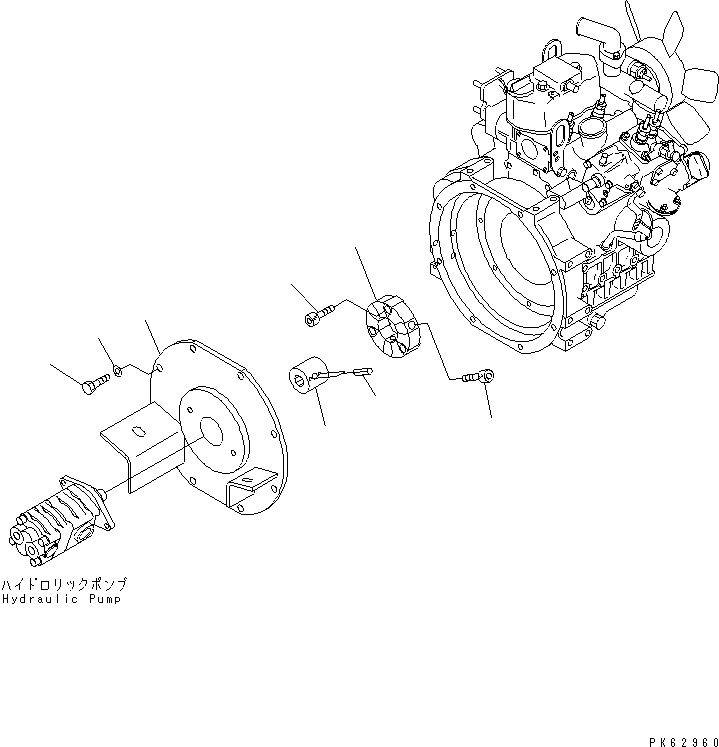 Схема запчастей Komatsu PC03-2-A - ДЕМПФЕР (ДЛЯ DIESEL СПЕЦ-Я.) КОМПОНЕНТЫ ДВИГАТЕЛЯ