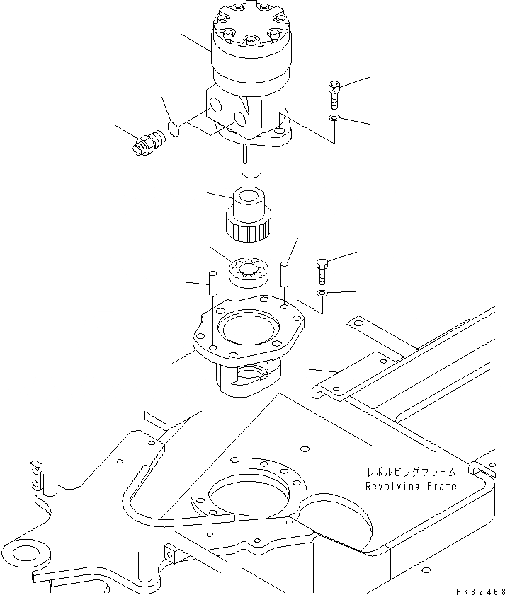 Схема запчастей Komatsu PC03-2-A - МЕХАНИЗМ ПОВОРОТА И МОТОР (КРЕПЛЕНИЕ) ПОВОРОТН. КРУГ И КОМПОНЕНТЫ