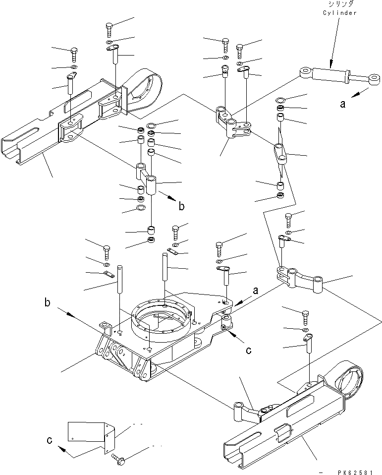 Схема запчастей Komatsu PC03-2-A - ГУСЕНИЧНАЯ РАМА (ДЛЯ ALTERABLE GAUGE СПЕЦ-Я.) ХОДОВАЯ