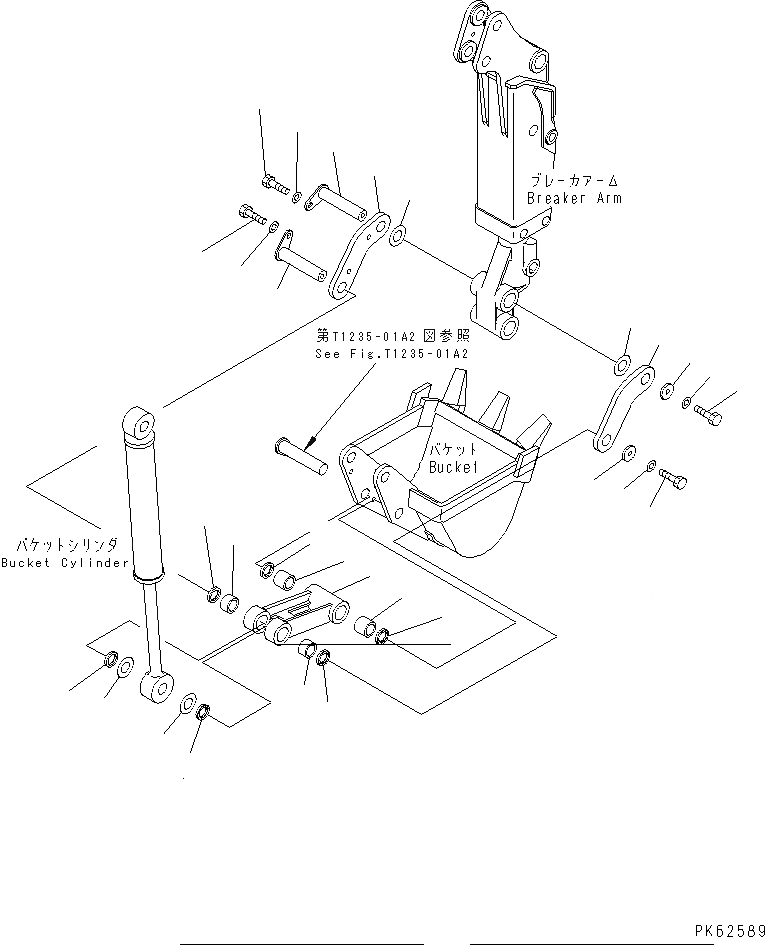 Схема запчастей Komatsu PC03-2-A - СОЕДИНЕНИЕ КОВША (ДЛЯ МОЛОТА РУКОЯТЬ СПЕЦ-Я.) РАБОЧЕЕ ОБОРУДОВАНИЕ