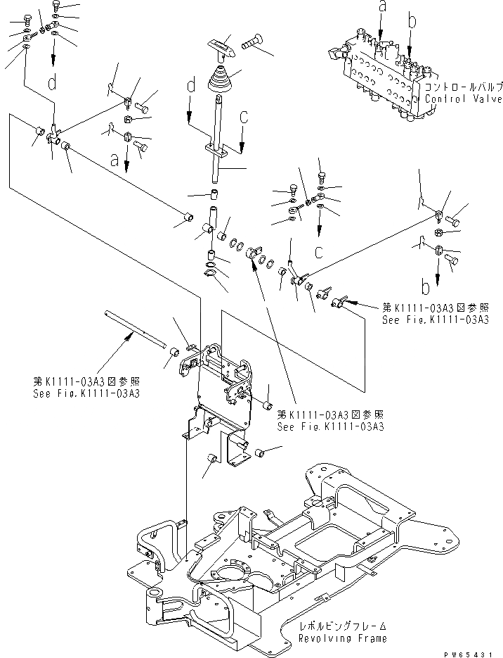 Схема запчастей Komatsu PC03-2 - ОСНОВН. РЫЧАГ УПРАВЛ-Я (КОРПУС И ХОД) КАБИНА ОПЕРАТОРА И СИСТЕМА УПРАВЛЕНИЯ