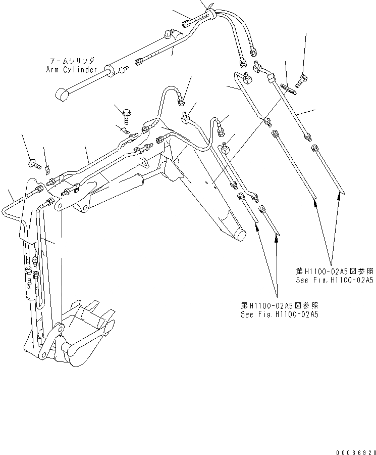 Схема запчастей Komatsu PC03-2 - СТРЕЛА (HYDRULIC ТРУБЫ) (КОВШ И ЦИЛИНДР РУКОЯТИ) (ДЛЯ TWO ЧАСТИ СТРЕЛА) РАБОЧЕЕ ОБОРУДОВАНИЕ