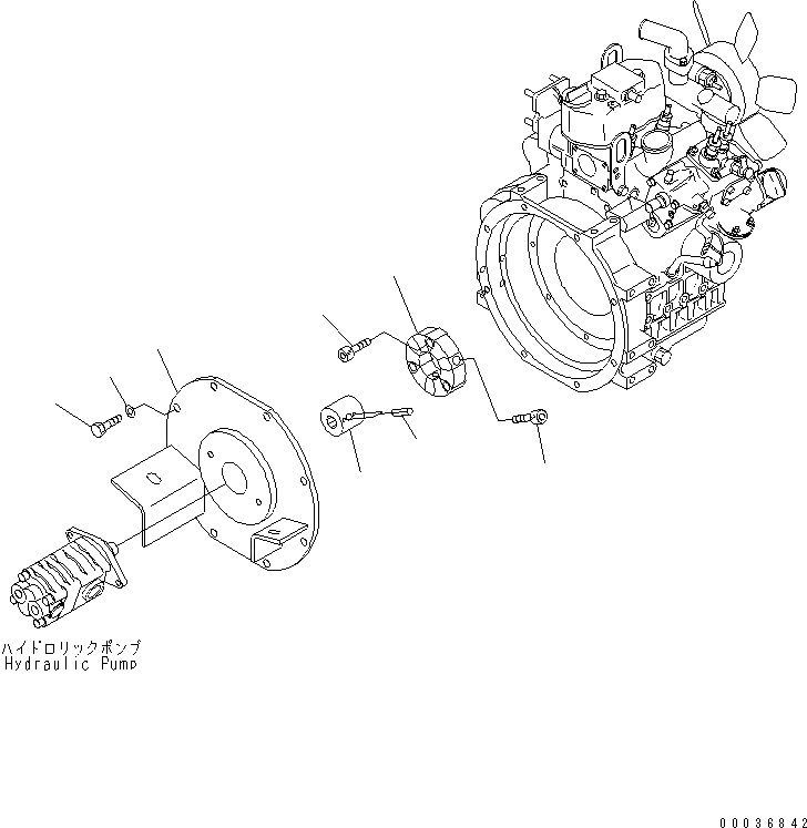 Схема запчастей Komatsu PC03-2 - ДЕМПФЕР (ДЛЯ DIESEL СПЕЦ-Я.) КОМПОНЕНТЫ ДВИГАТЕЛЯ