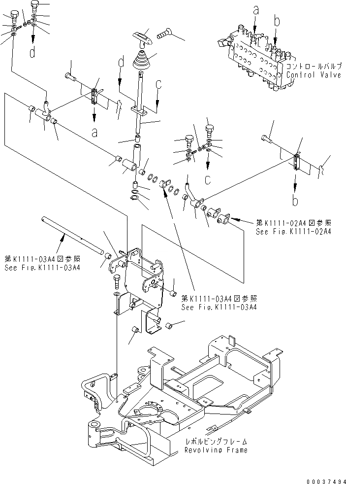 Схема запчастей Komatsu PC03-2 - ОСНОВН. РЫЧАГ УПРАВЛ-Я (КОРПУС И ХОД) КАБИНА ОПЕРАТОРА И СИСТЕМА УПРАВЛЕНИЯ