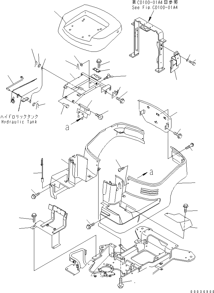 Схема запчастей Komatsu PC03-2 - КАПОТ (ДЛЯ ALTERABLE GAUGE СПЕЦ-Я.) (KUC СПЕЦ-Я.) ЧАСТИ КОРПУСА