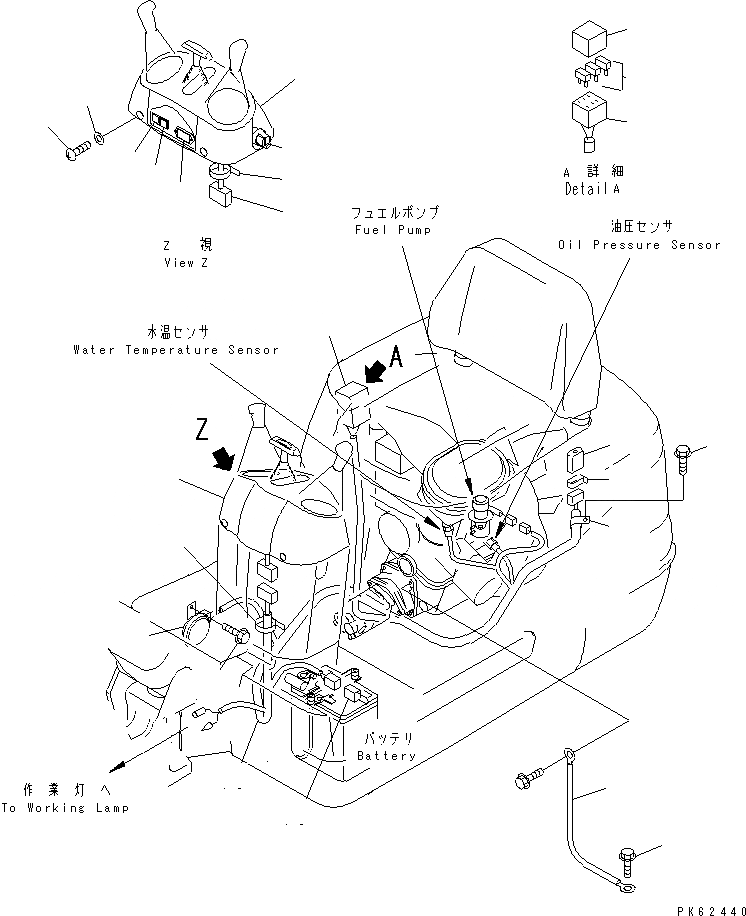 Схема запчастей Komatsu PC03-2 - ЭЛЕКТР. (ПАНЕЛЬ И ОСНОВН. Э/ПРОВОДКА) ЭЛЕКТРИКА