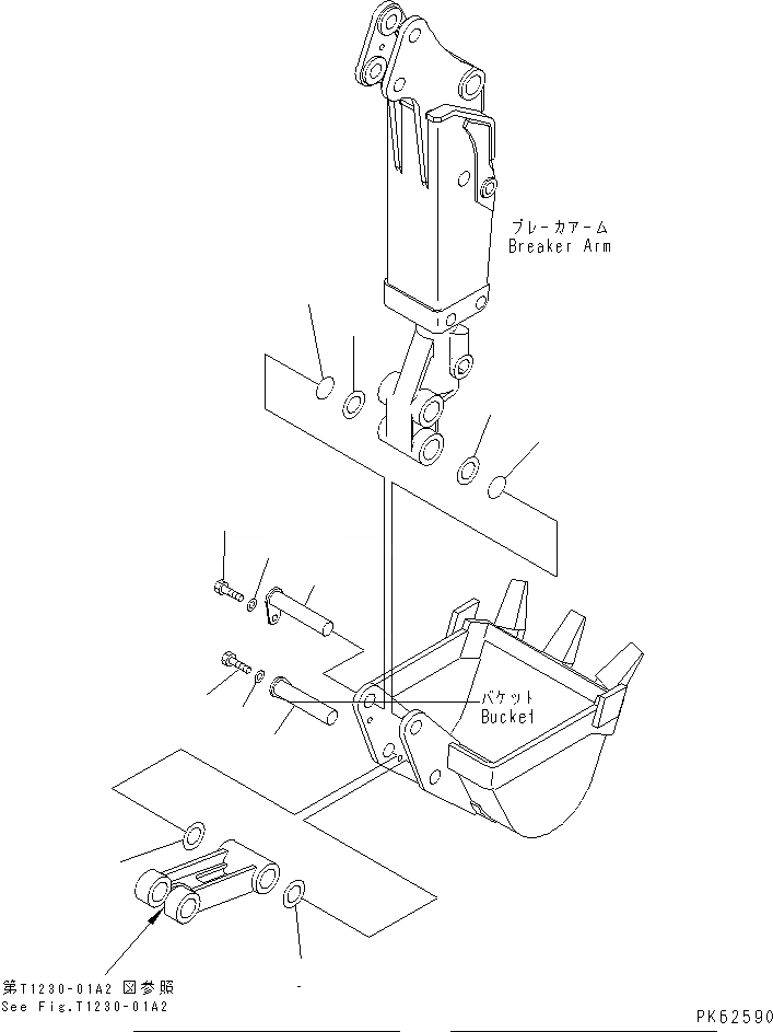 Схема запчастей Komatsu PC03-2 - ПАЛЕЦ КОВША (ДЛЯ МОЛОТА РУКОЯТЬ СПЕЦ-Я.) РАБОЧЕЕ ОБОРУДОВАНИЕ